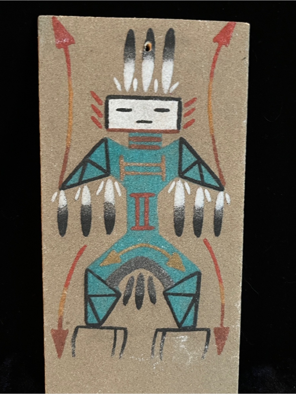 VTG Native American Navajo Sand Art Painting THUNDERBIRD Livingston 1993